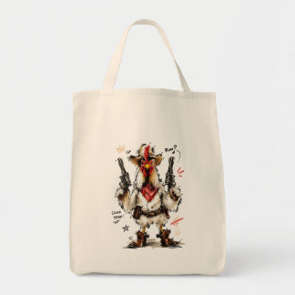 Bolso De Tela Cluck Yeah! Cowboy Rooster with Pistols