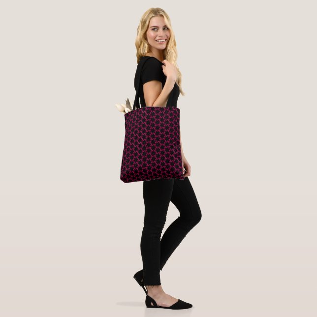 Bolso De Tela Clúster de flores rosadas y negras (Puesto)