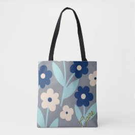 Bolso De Tela Coastal Calm Florals | Indigo & Turquoise pattern