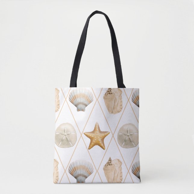 Bolso De Tela Coastal Starfish and Seashells (Anverso)