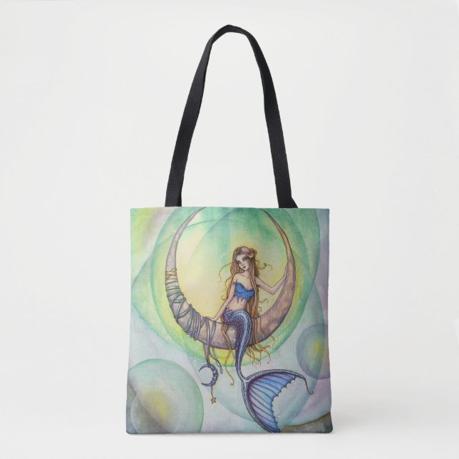 Bolso De Tela Cobalt Moon Mermaid Fantasy Art Tote Bag (Anverso)