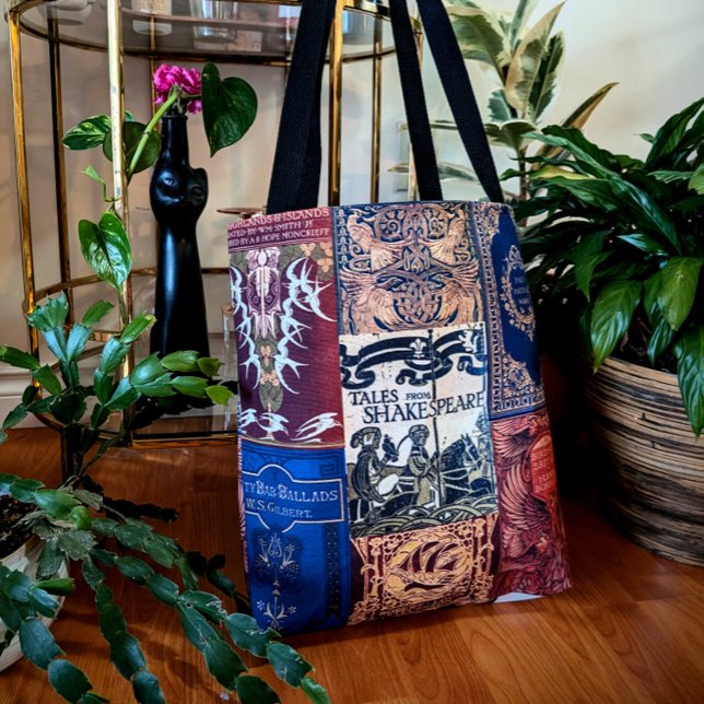 Bolso De Tela Coberturas de libros antiguos (azul y borgoña) (Subido por el creador)