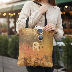 Bolso De Tela Cobre Bronce Abstracto Brillante Moderno Glam Chic