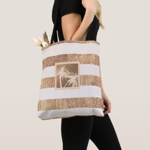 Bolso De Tela Cobre y Crema Palmeras Tropicales Modernidad Chic