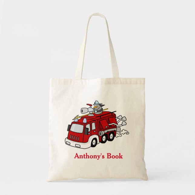Bolso De Tela Coche de bomberos conocido personalizado niños (Frente)