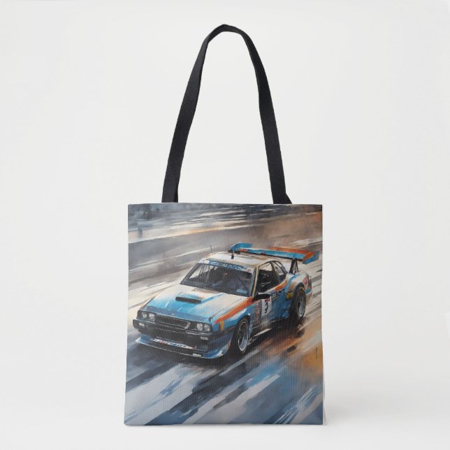 Bolso De Tela Coche de Carreras azul deportivo (Anverso)