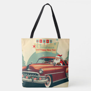 Bolso De Tela Coche rojo vintage y Santa