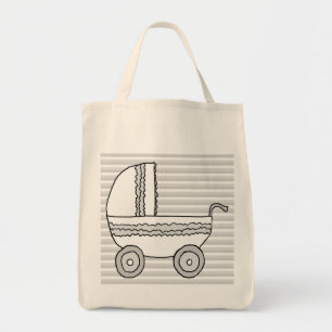 Bolso De Tela Cochecito de niño blanco y gris del bebé