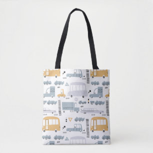 Bolso De Tela Coches recortados en el patrón de tráfico