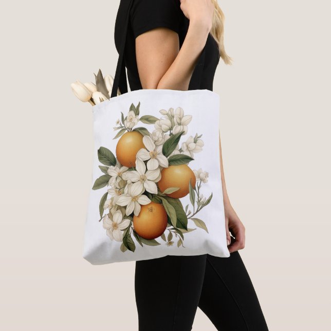 Bolso De Tela Cocina de flores de Naranja de época (Detalle)