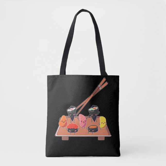 Bolso De Tela Cocina japonesa dulce bailando sushi (Anverso)
