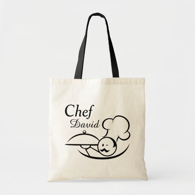 Bolso De Tela Cocinero ilustrado personalizado (Frente)