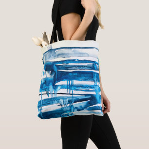 Bolso De Tela Cocitos de acuarela de arte abstracto azul