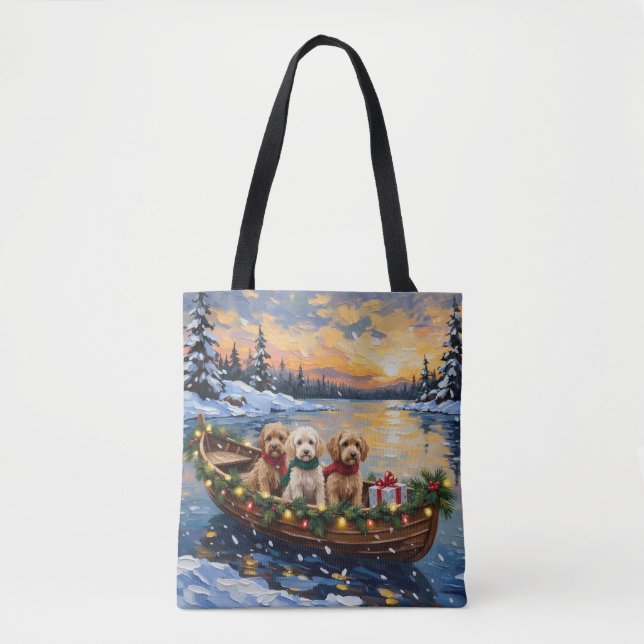 Bolso De Tela Cockapoo Christmas Boat Holiday (Anverso)