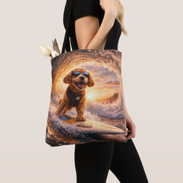 Bolso De Tela Cockapoo de Lujo Surf – Arte de Ocean Dog (Detalle)