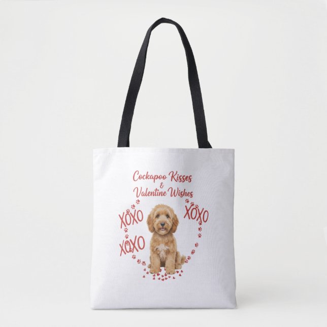 Bolso De Tela Cockapoo Kisses Valentine Wishes Dog Lover (Anverso)