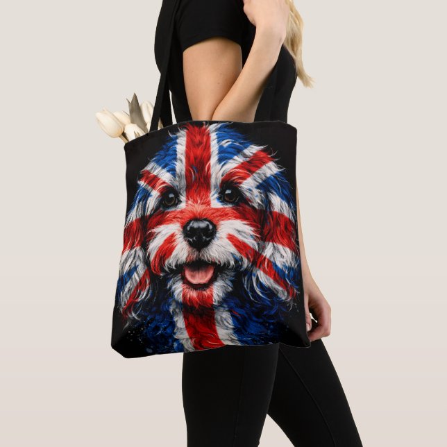 Bolso De Tela Cockapoo Union Jack Regalo de Perro Británico (Detalle)