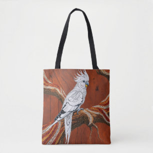 Bolso De Tela Cockatiel de temática aborigen australiana
