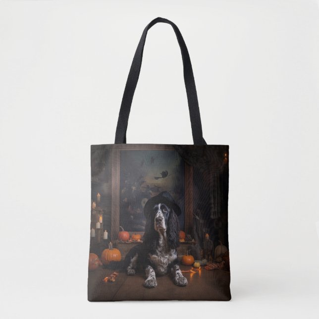 Bolso De Tela Cocker inglés Spaniel Pumpkins Halloween Scary (Anverso)