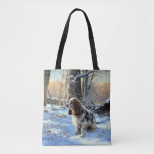 Bolso De Tela Cocker Spaniel Deja que nieve Navidad 