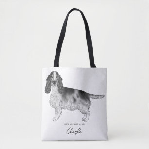 Bolso De Tela Cocker Spaniel en negro y blanco y texto personali