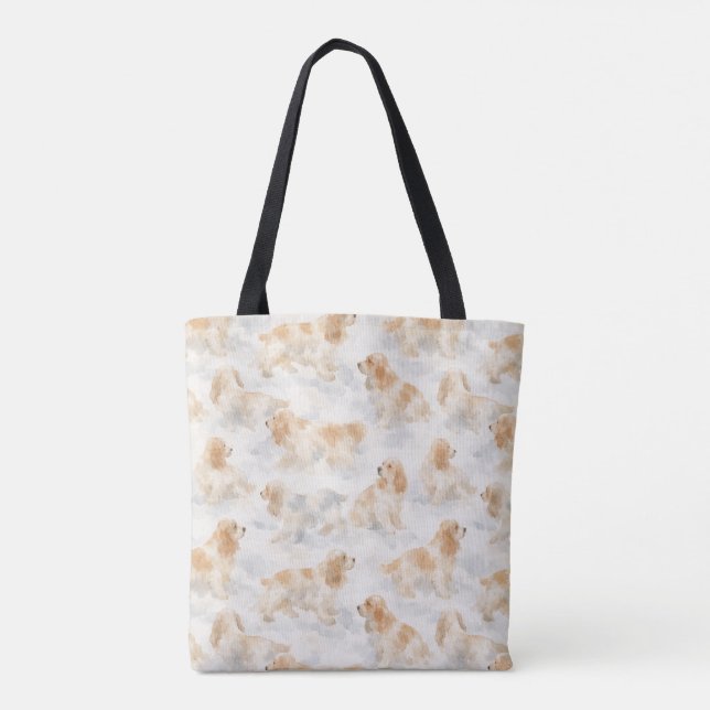 Bolso De Tela Cocker Spaniel perro acuarela suave  (Reverso)