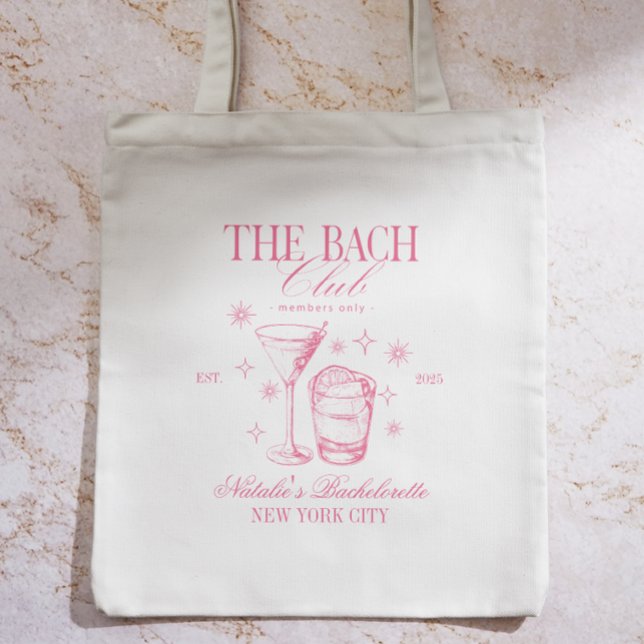 Bolso De Tela Cocktails Club Bachelorette Bridesmaids Party Pink (Vintage Cocktails Bachelorette Tote Bag)