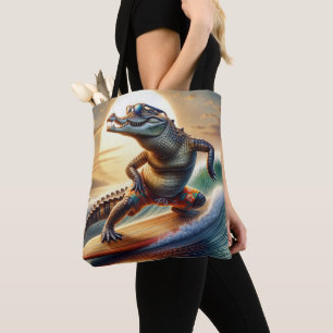 Bolso De Tela Cocodrilo en la tabla de surf