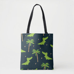 Bolso De Tela Cocodrilos personalizados: Patrón de palmas de lig