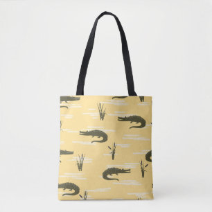 Bolso De Tela Cocodrilos vintage: Patrón amarillo sin foco