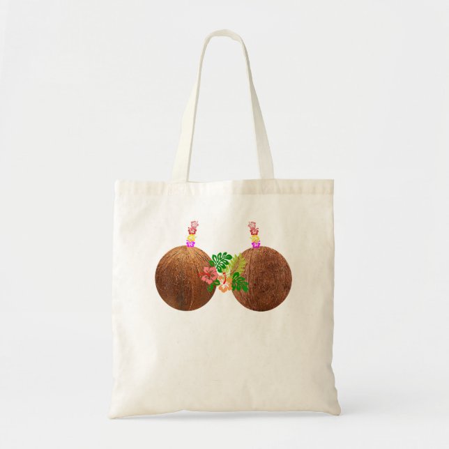 Bolso De Tela Coconut Bra Hawaii Luau Costume Funny (Frente)