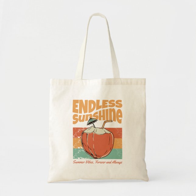 Bolso De Tela Cocotero de Sol Endless Retro Playa (Frente)