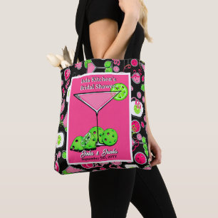 Bolso De Tela Cóctel de Pickleball Rosa Verde Negro Personalizad
