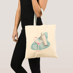 Bolso De Tela Cóctel Pink Martini y coctelera de plata