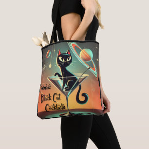 Bolso De Tela Cócteles Cósmicos Futuristas Atómicos de Gato Negr