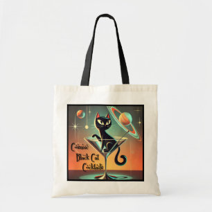 Bolso De Tela Cócteles Cósmicos Futuristas Atómicos de Gato Negr