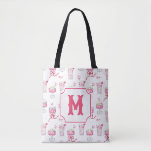 Bolso De Tela Cócteles de mahjong rosa caliente acuarela