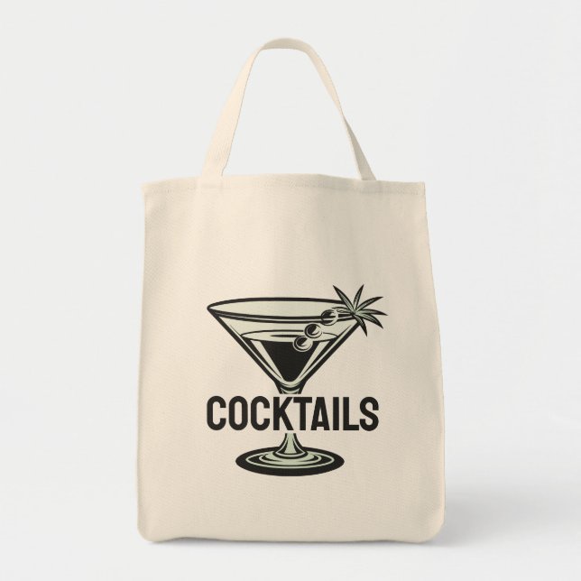 Bolso De Tela Cócteles de texto personalizado (Frente)