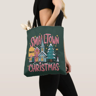 Bolso De Tela Código Postal Personalizado Pequeño Pueblo Navidad