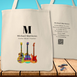 Bolso De Tela Código QR de Tutor de Música Guitarra Personalizad
