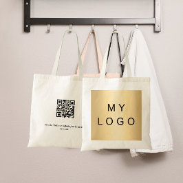 Bolso De Tela código qr del logotipo corporativo de 2 caras