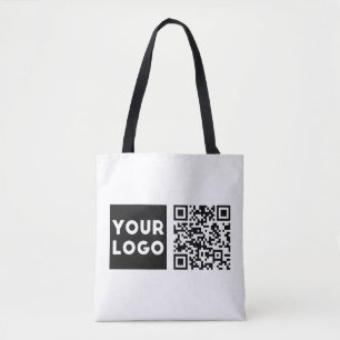Bolso De Tela Código QR editable y su logotipo comercial o image