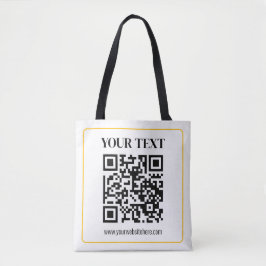Bolso De Tela Código QR editable y texto con borde de oro amaril