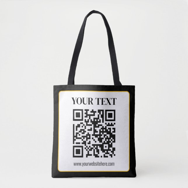 Bolso De Tela Código QR empresarial con texto superior e inferio (Anverso)
