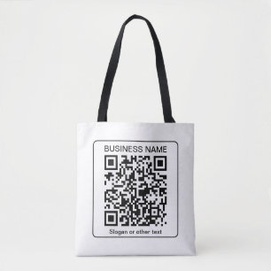 Bolso De Tela Código QR escaneable editable + nombre de su empre