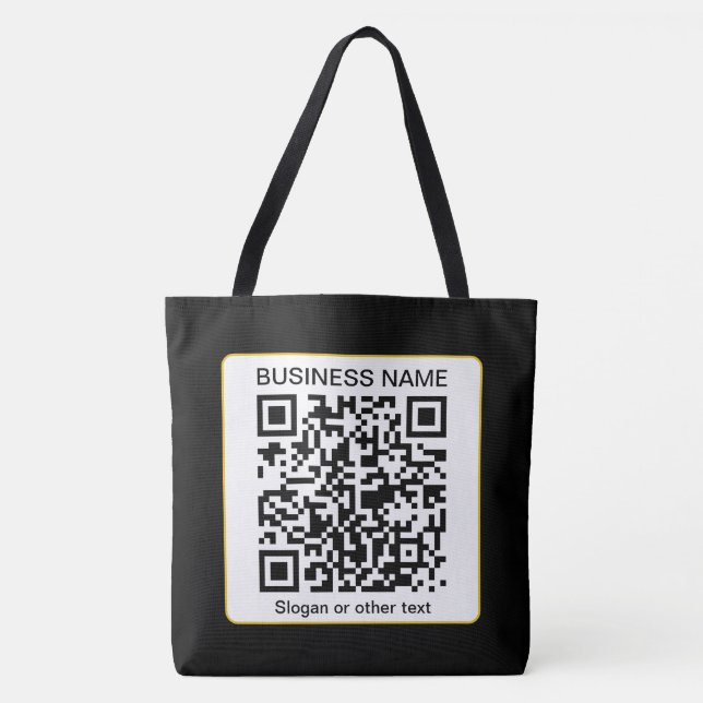 Bolso De Tela Código QR escaneable editable + su nombre comercia (Anverso)