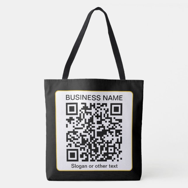 Bolso De Tela Código QR escaneable editable + su nombre comercia (Anverso)