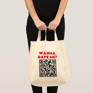 Bolso De Tela Código QR Personalizado – Quieres Salir conmigo/Ca