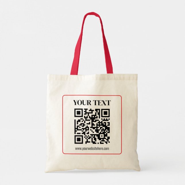 Bolso De Tela Código QR simple con borde rojo (Reverso)
