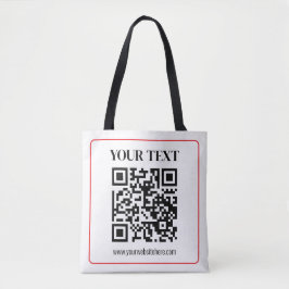 Bolso De Tela Código QR simple en blanco y negro con borde rojo